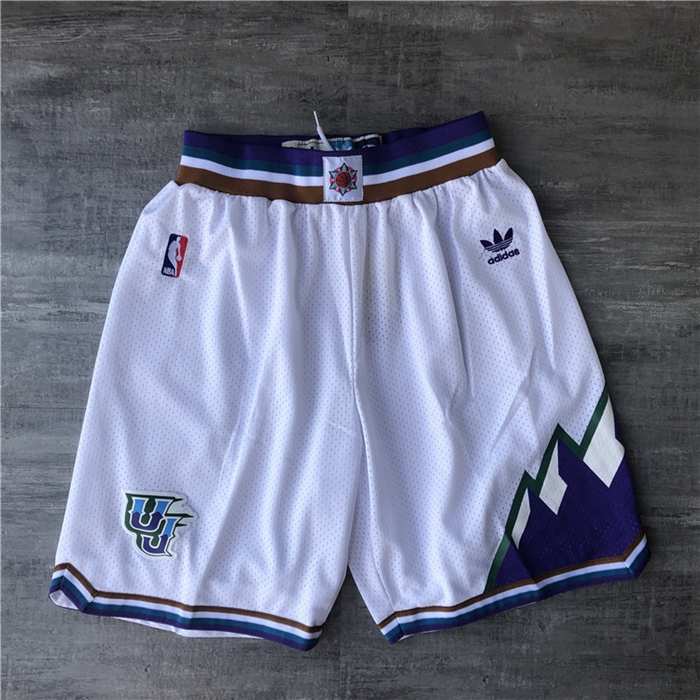 Utah Jazz White Classics NBA Shorts 02