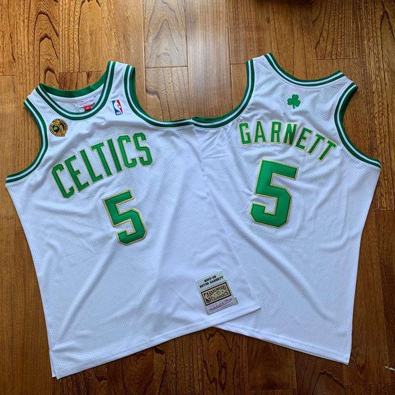Boston Celtics 2007/08 White #5 GARNETT Champion Classics Basketball Jersey (Closely Stitched)