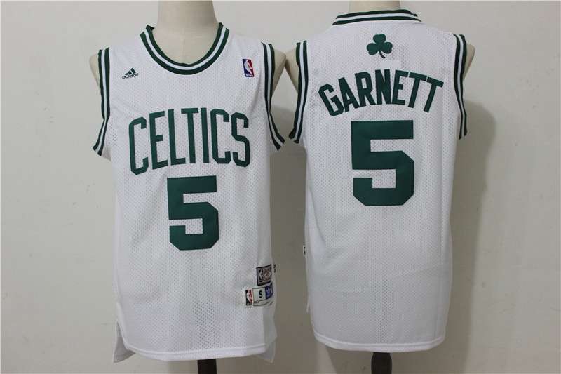 Boston Celtics White #5 GARNETT Classics Basketball Jersey (Stitched)