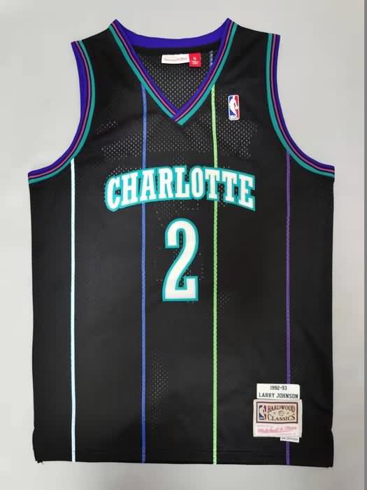 Charlotte Hornets 1992/93 Black #2 JOHNSON Classics Basketball Jersey (Stitched)