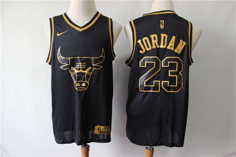 Chicago Bulls 2020 Black Gold #23 JORDAN Basketball Jersey (Stitched)