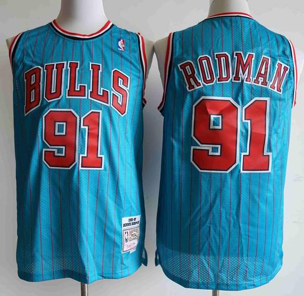 Chicago Bulls 1995/96 Blue #91 RODMAN Classics Basketball Jersey (Stitched)