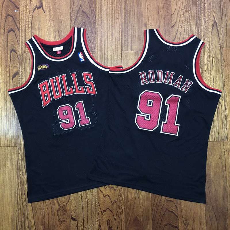 Chicago Bulls 1997/98 Black #91 RODMAN Finals Classics Basketball Jersey (Closely Stitched)