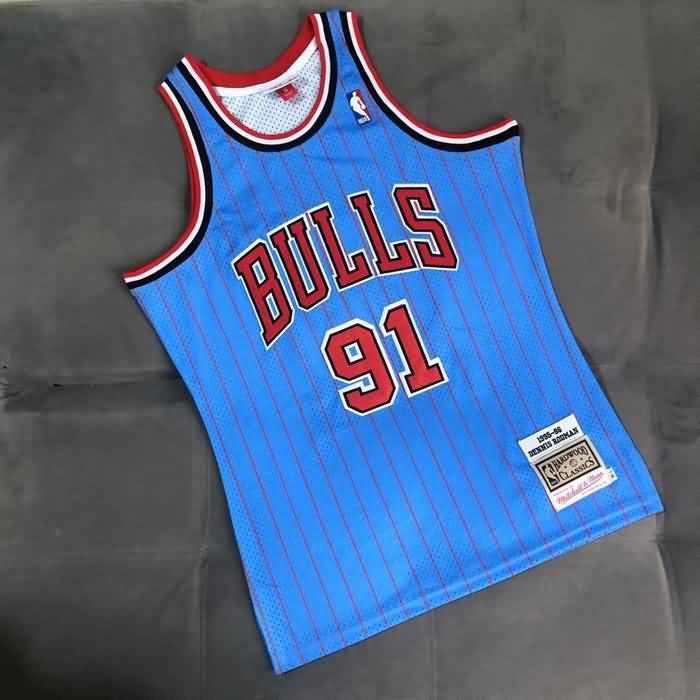 Chicago Bulls 1995/96 Blue #91 RODMAN Classics Basketball Jersey (Closely Stitched)