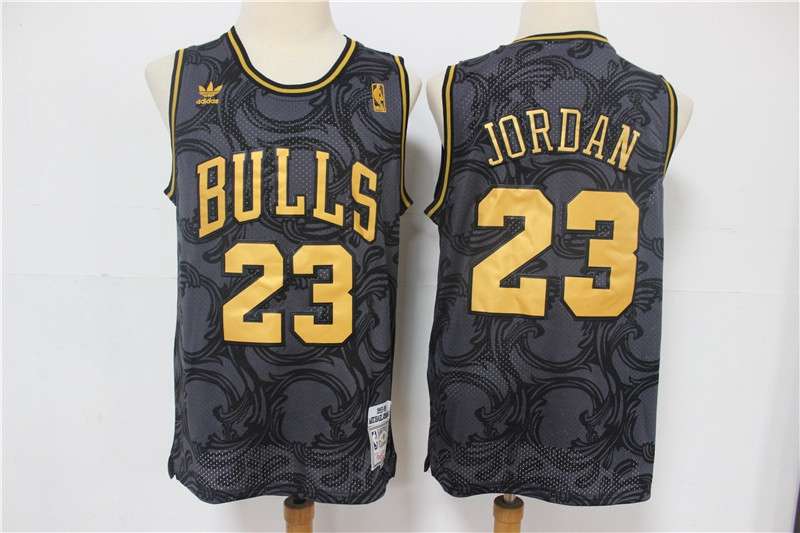 Chicago Bulls Black Gold #23 JORDAN Classics Basketball Jersey (Stitched)