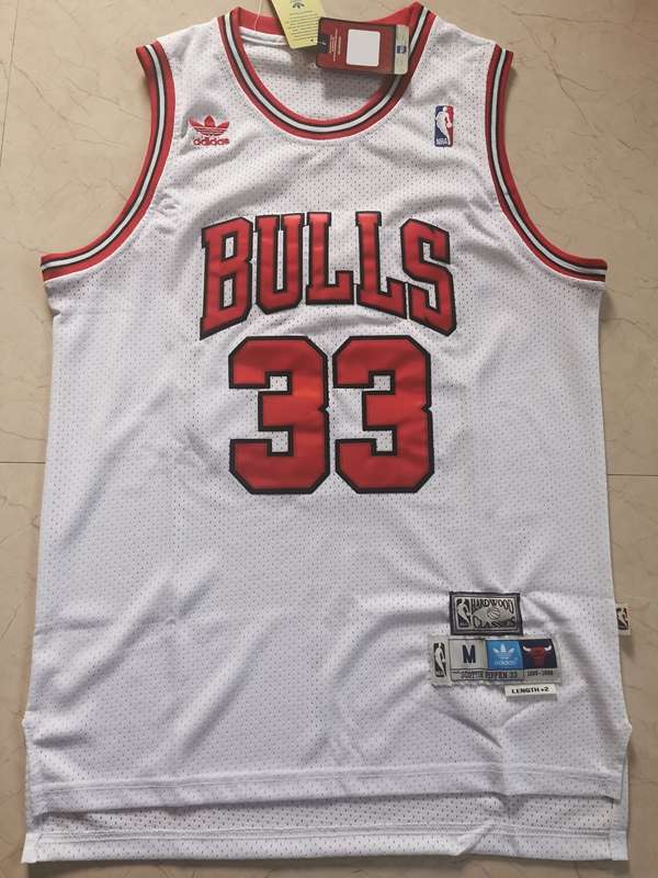 Chicago Bulls White #33 PIPPEN Classics Basketball Jersey (Stitched)