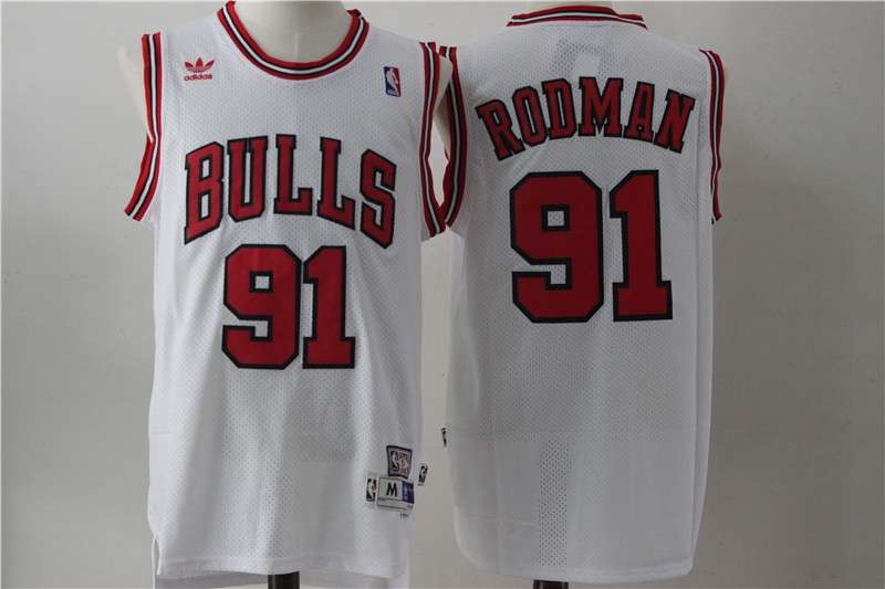Chicago Bulls White #91 RODMAN Classics Basketball Jersey (Stitched)
