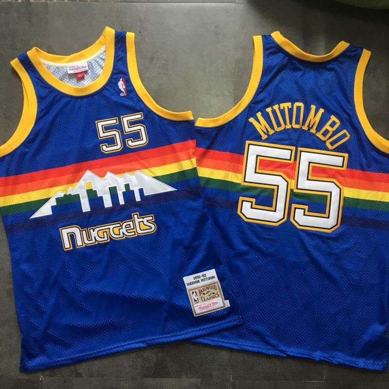 Denver Nuggets 1991/92 Blue #55 MUTOMBO Classics Basketball Jersey (Closely Stitched)