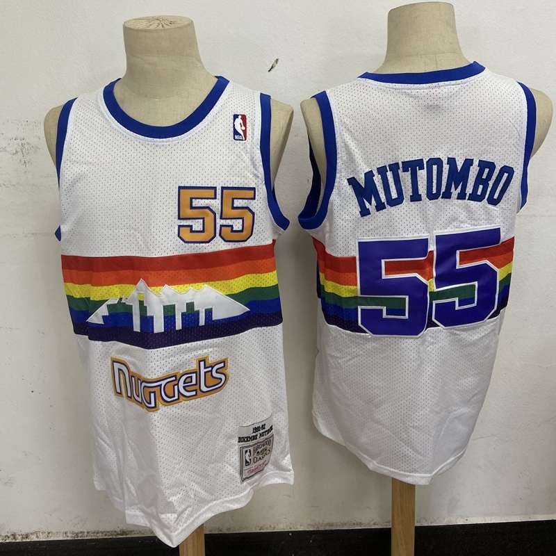 Denver Nuggets 1991/92 White #55 MUTOMBO Classics Basketball Jersey (Stitched)