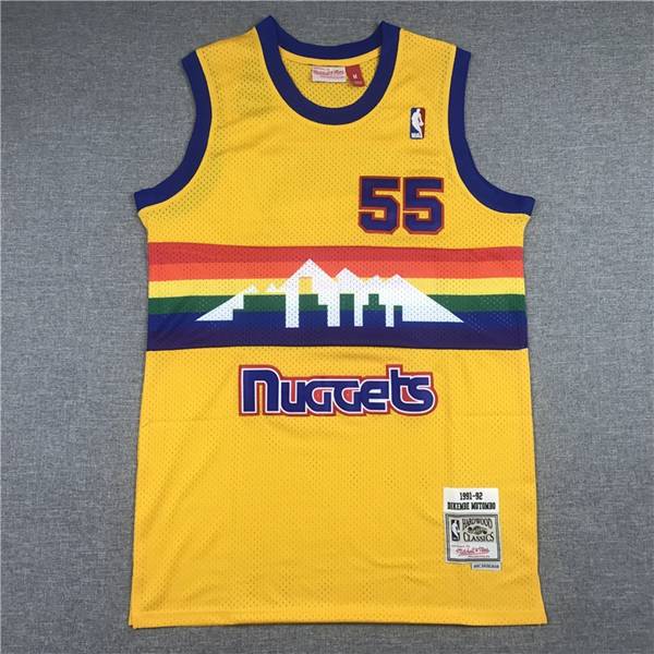 Denver Nuggets 1991/92 Yellow #55 MUTOMBO Classics Basketball Jersey (Stitched)