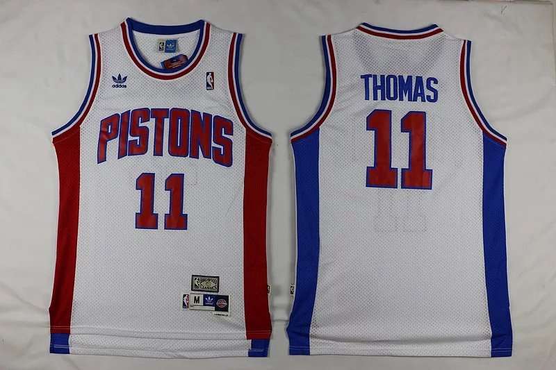 Detroit Pistons White #11 THOMAS Classics Basketball Jersey (Stitched)