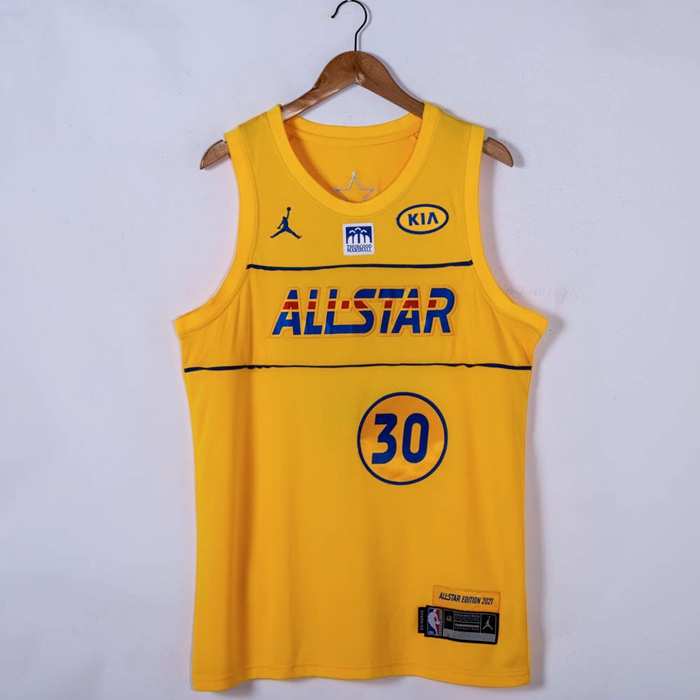 Golden State Warriors 2021 Yellow #30 CURRY ALL-STAR Basketball Jersey (Stitched)