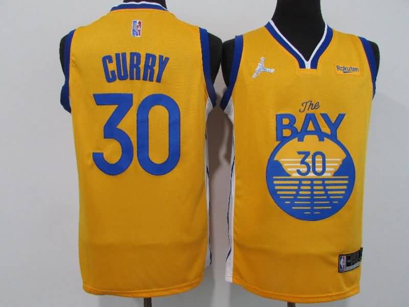 Golden State Warriors 21/22 Yellow #30 CURRY AJ Basketball Jersey (Stitched)