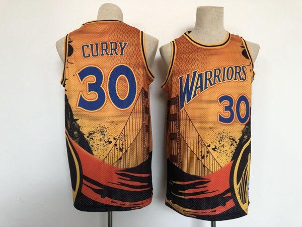 Golden State Warriors Yellow #30 CURRY Basketball Jersey (Stitched)