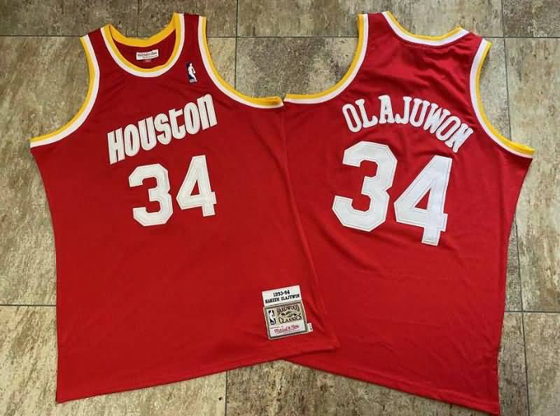 Houston Rockets 1993/94 Red #34 OLAJUWON Classics Basketball Jersey (Closely Stitched)