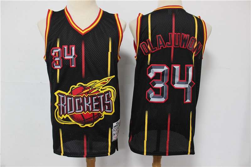 Houston Rockets Black #34 OLAJUWON Classics Basketball Jersey (Stitched)