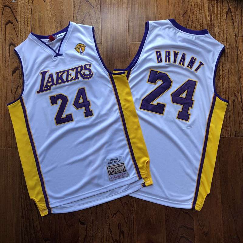 Los Angeles Lakers 2009/10 White #24 BRYANT Finals Classics Basketball Jersey (Closely Stitched)