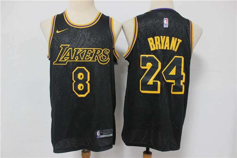 Los Angeles Lakers 2020 Black #8 And #24 BRYANT City Basketball Jersey (Stitched)