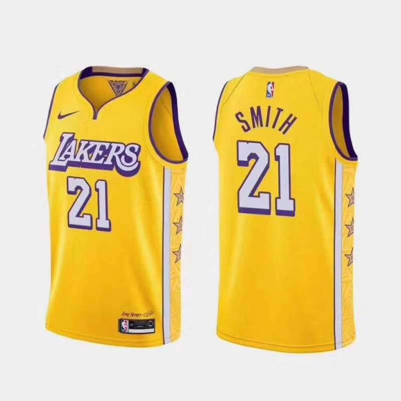Los Angeles Lakers 2020 Yellow #21 SMITH City Basketball Jersey (Stitched)