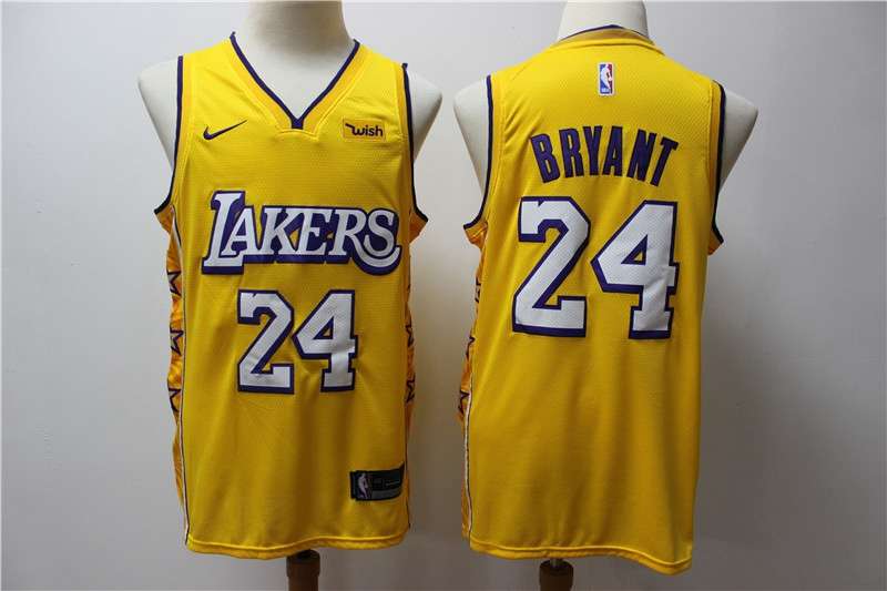 Los Angeles Lakers 2020 Yellow #24 BRYANT City Basketball Jersey (Stitched)