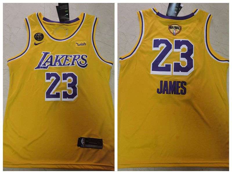 Los Angeles Lakers 2020 Yellow #23 JAMES Finals Basketball Jersey (Stitched)