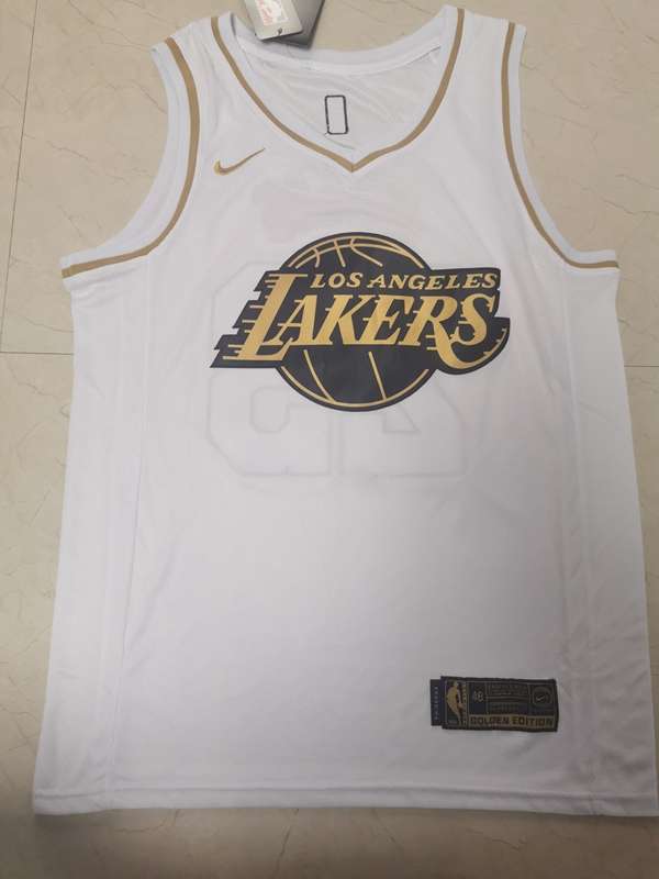 Los Angeles Lakers 2020 White Gold #23 JAMES Basketball Jersey (Stitched)