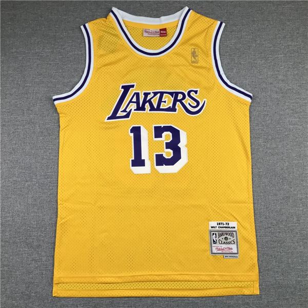 Los Angeles Lakers 1971/72 Yellow #13 CHAMBERLAIN Classics Basketball Jersey (Stitched)