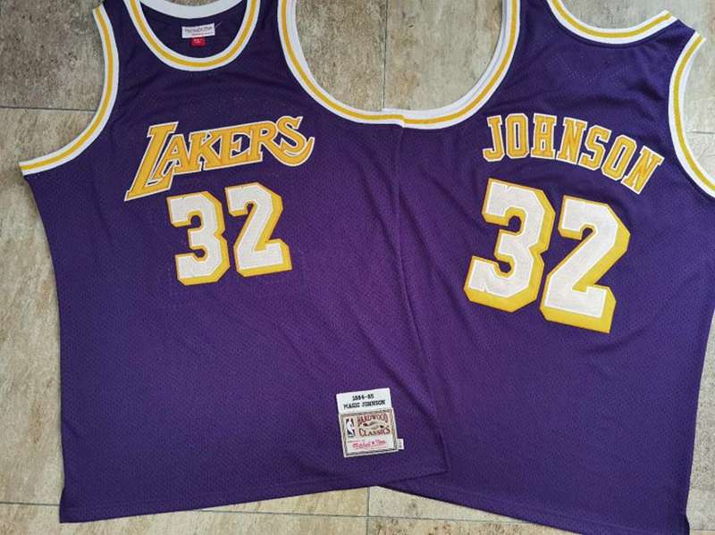 Los Angeles Lakers 1984/85 Purple #32 JOHNSON Classics Basketball Jersey 02 (Closely Stitched)