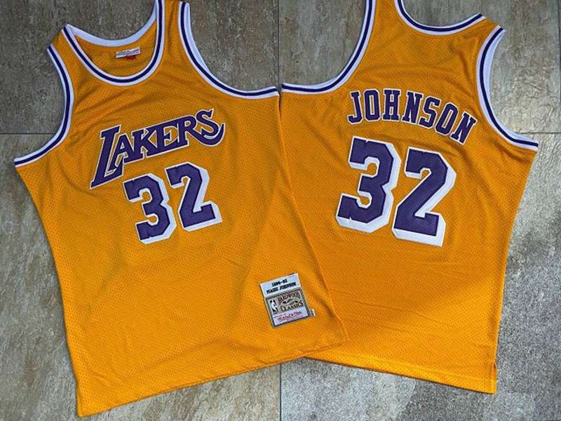 Los Angeles Lakers 1984/85 Yellow #32 JOHNSON Classics Basketball Jersey (Closely Stitched)