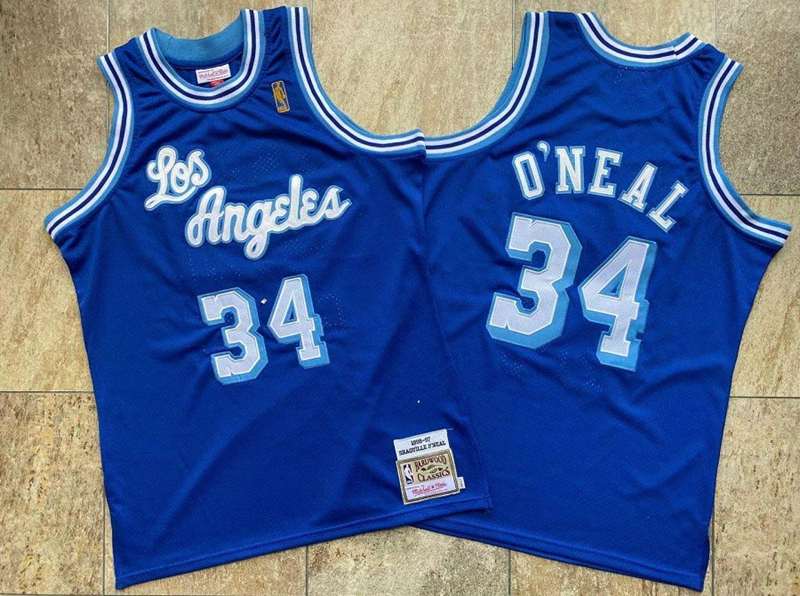 Los Angeles Lakers 1996/97 Blue #34 ONEAL Classics Basketball Jersey (Closely Stitched)