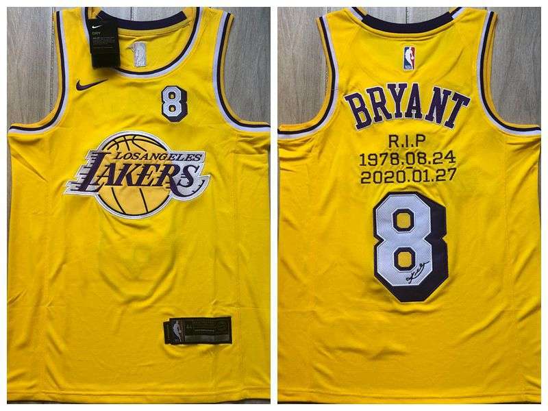 Los Angeles Lakers Yellow #8 BRYANT Basketball Jersey (Closely Stitched)