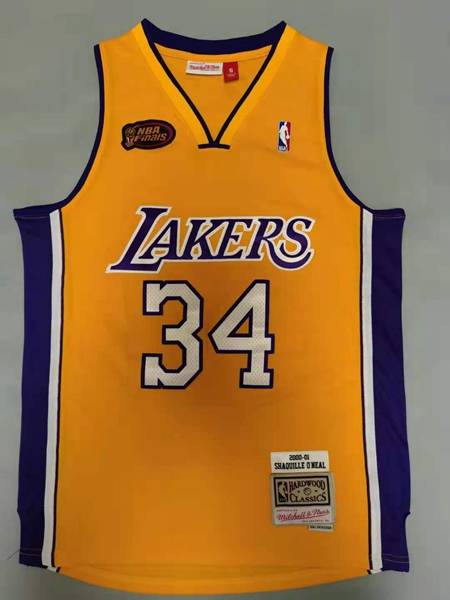 2000/01 Los Angeles Lakers Yellow Finals #34 ONEAL Classics Basketball Jersey (Stitched)