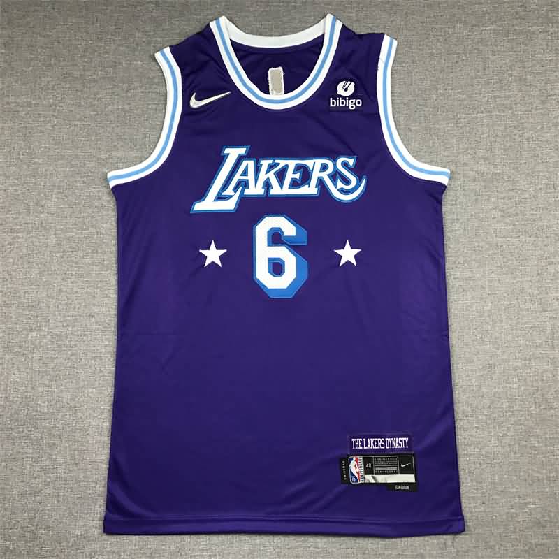 Los Angeles Lakers 21/22 Purple #6 JAMES City Basketball Jersey (Stitched)