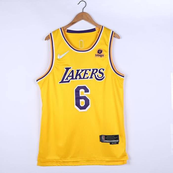 Los Angeles Lakers 21/22 Yellow #6 JAMES Basketball Jersey (Stitched)