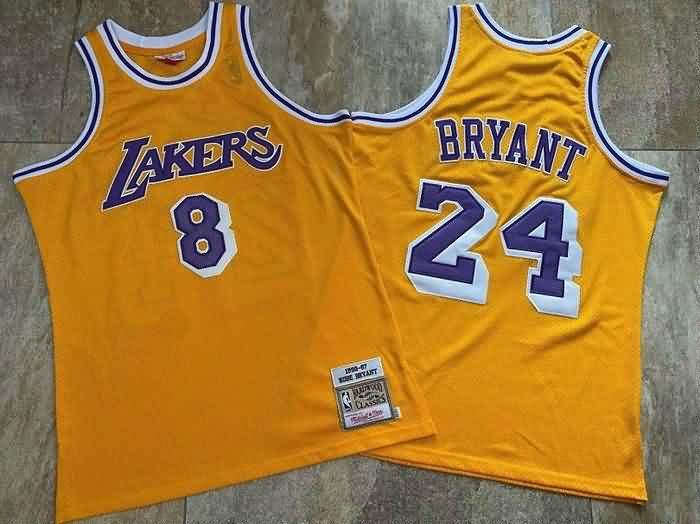 Los Angeles Lakers 1996/97 Yellow #8 #24 BRYANT Classics Basketball Jersey (Closely Stitched)