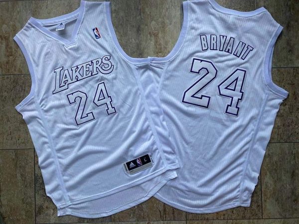 Los Angeles Lakers White #24 BRYANT Basketball Jersey (Closely Stitched) 03