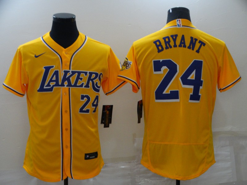 Los Angeles Lakers Yellow #24 BRYANT Elite Baseball Jersey
