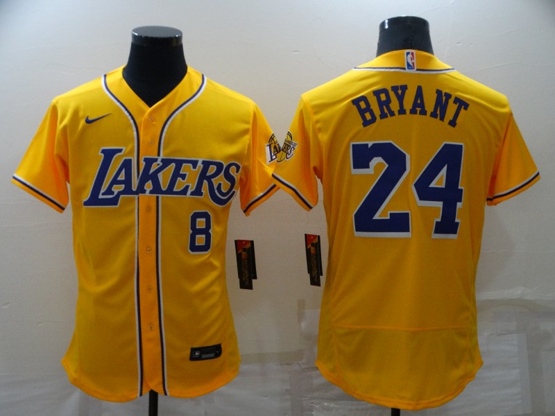 Los Angeles Lakers Yellow #8 #24 BRYANT Elite Baseball Jersey