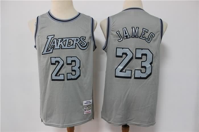 Los Angeles Lakers Grey #23 JAMES Classics Basketball Jersey (Stitched)