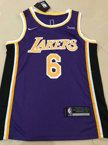 Los Angeles Lakers Purple #6 JAMES Basketball Jersey (Stitched)