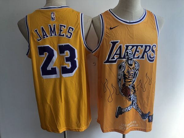 Los Angeles Lakers Yellow #23 JAMES Basketball Jersey (Stitched) 07