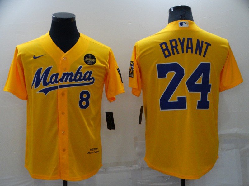 Los Angeles Lakers Yellow #8 #24 BRYANT Baseball Jersey