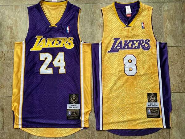 Los Angeles Lakers Yellow #8 Purple #24 BRYANT Classics Basketball Jersey (Closely Stitched)