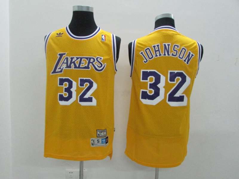 Los Angeles Lakers Yellow #32 JOHNSON Classics Basketball Jersey (Stitched)
