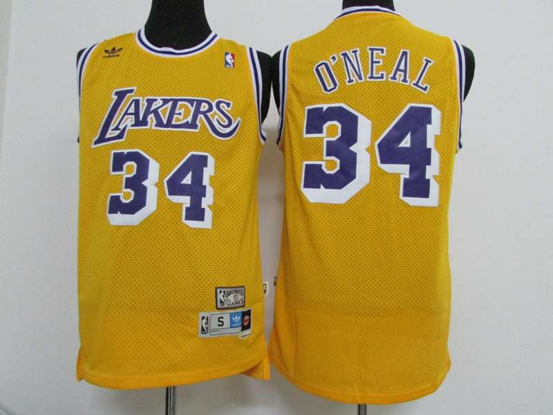 Los Angeles Lakers Yellow #34 ONEAL Classics Basketball Jersey (Stitched)