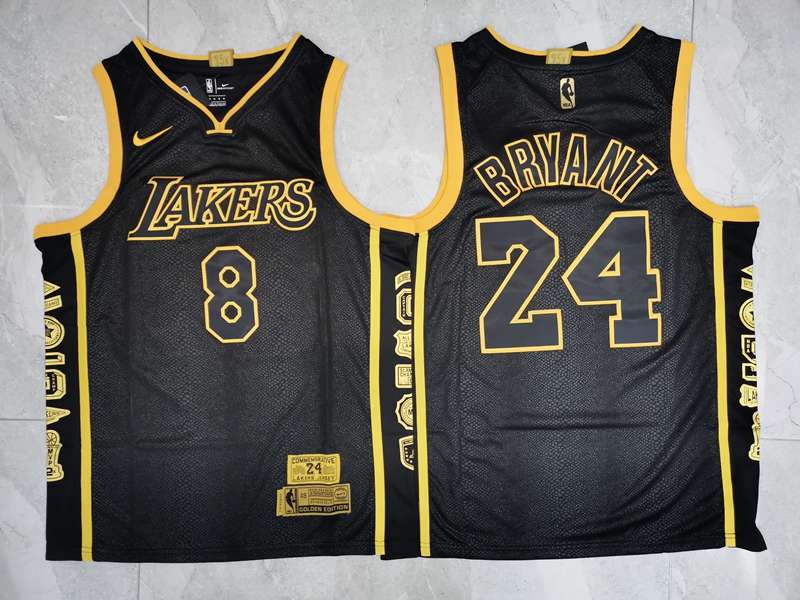 Los Angeles Lakers Black #8 And #24 BRYANT Basketball Jersey 02 (Stitched)