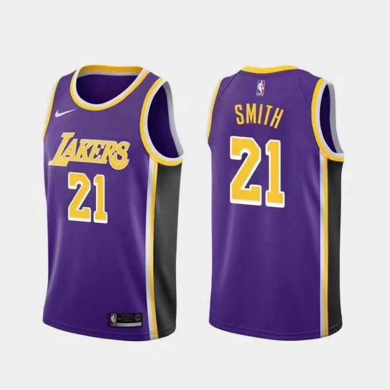 Los Angeles Lakers Purple #21 SMITH Basketball Jersey (Stitched)