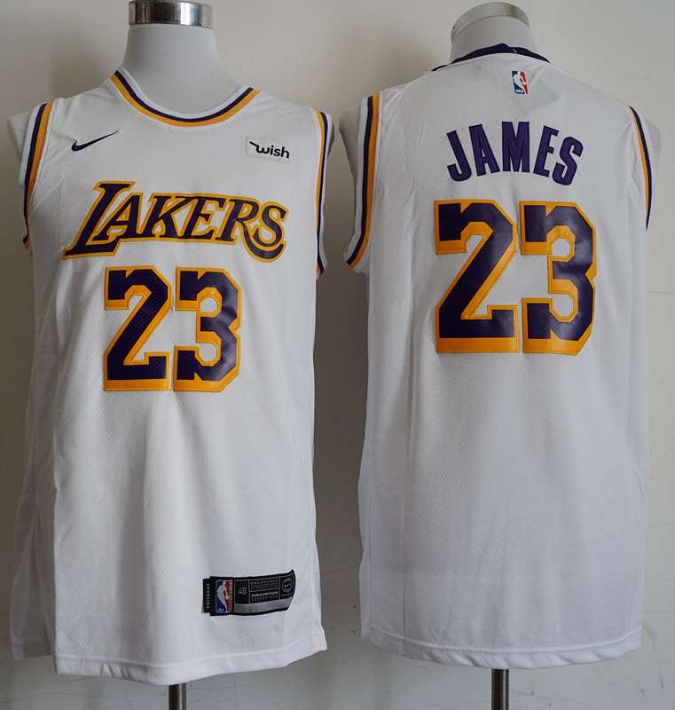 Los Angeles Lakers White #23 JAMES Basketball Jersey (Stitched)
