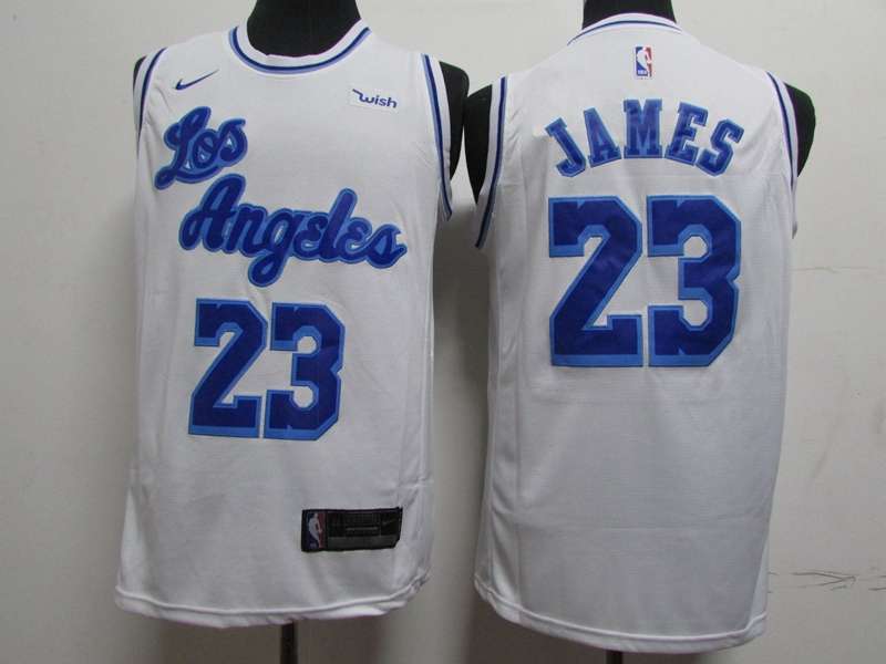 Los Angeles Lakers White #23 JAMES Basketball Jersey 03 (Stitched)