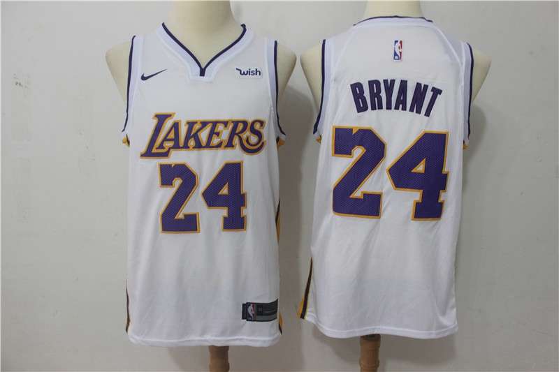 Los Angeles Lakers White #24 BRYANT Basketball Jersey (Stitched)